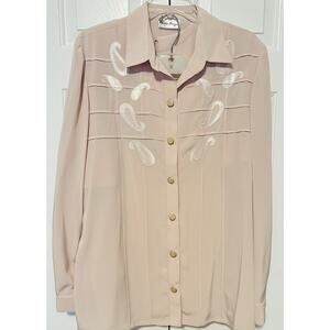 Vintage Philippe Marques Short & Long Sleeve Blouses Pants Set Pink Sz 18 O1006